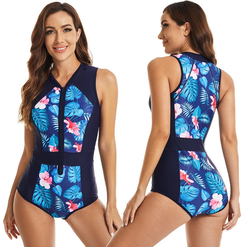 Ladies Rash Guard One Piece Swimsuit