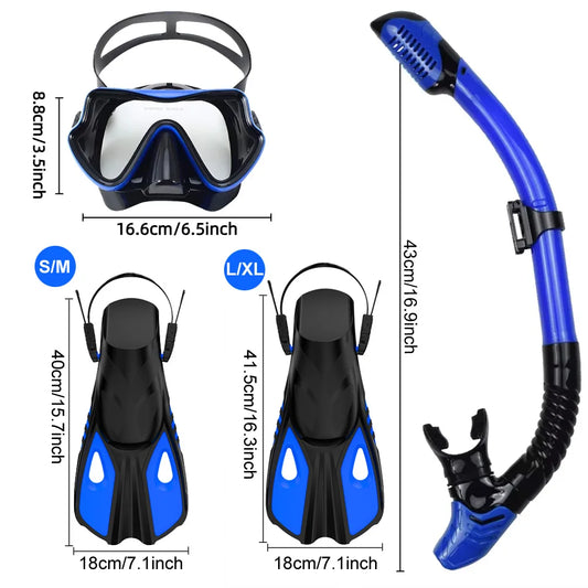Diving Mask, Snorkel and Fins Set
